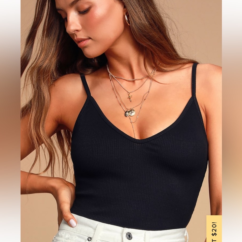 lulu’s tulula black ribbed body suit